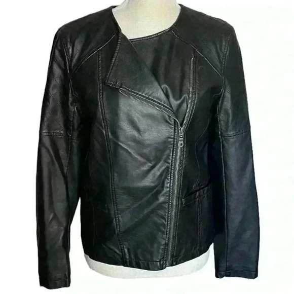 Gap Moto Jacket in Faux Leather Black Size Small EUC - Picture 1 of 12